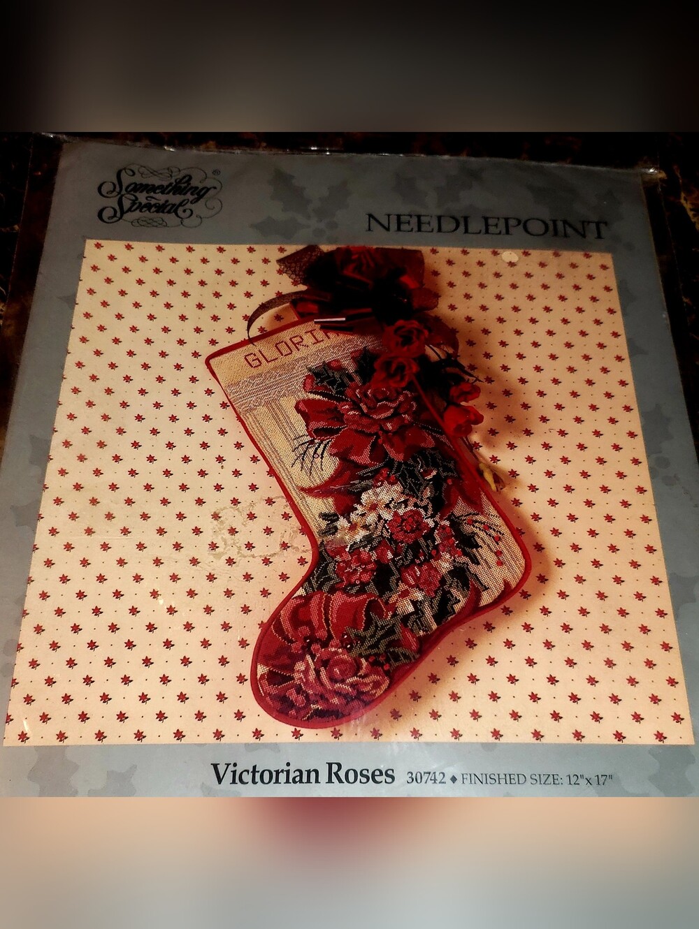 Vintage Something Special Christmas Stocking Needlepoint Kit "Victorian Roses"